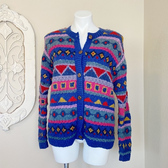 Bolder World Sweaters - ❌SOLD❌ Bolder World | Women's Colorful Chunky Knit Cardigan Sweater | Size: M